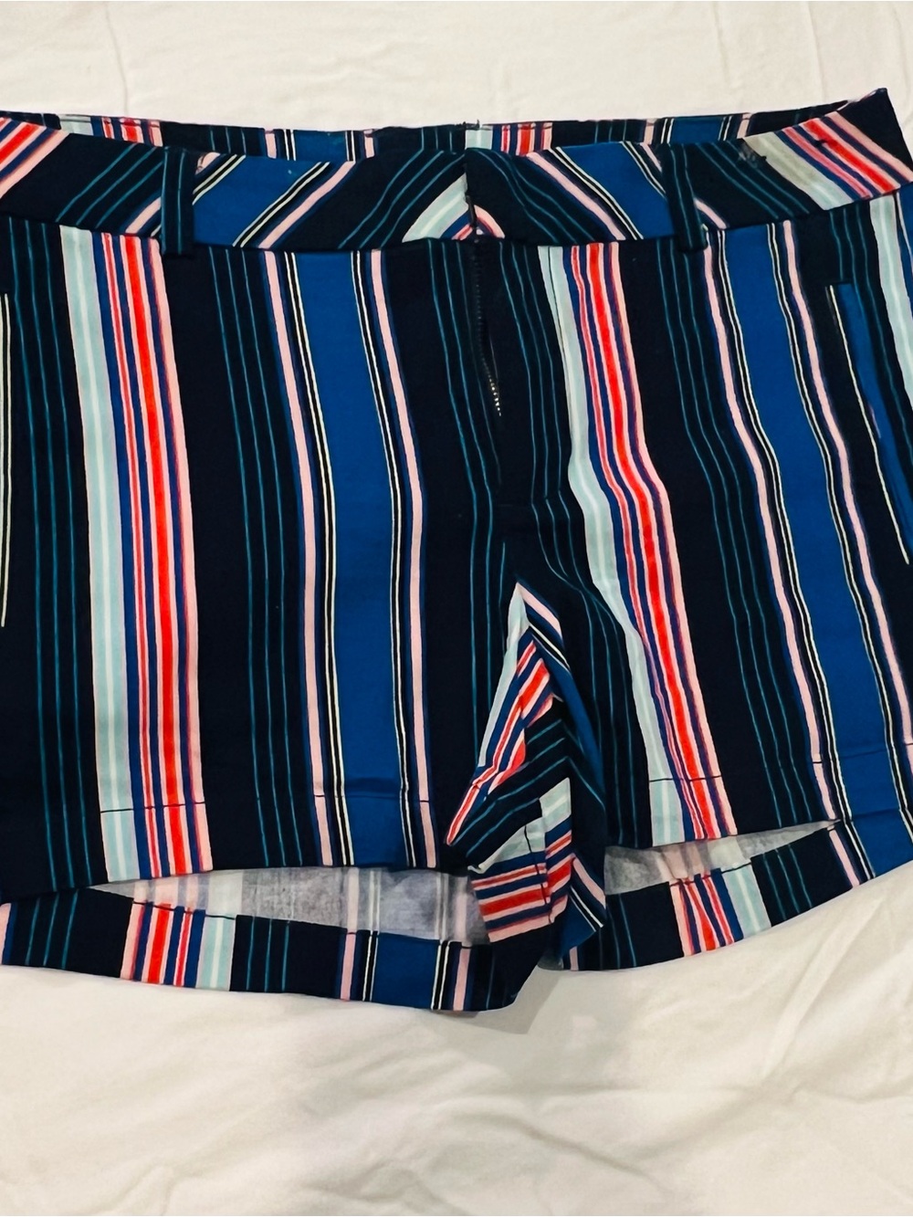 a.n.a Navy Multi-Stripe Women's Bermuda Shorts